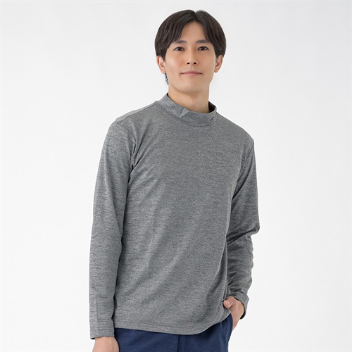 ハイネックシャツ 裏起毛 吸汗速乾 メンズ(ウスクロ-M)
