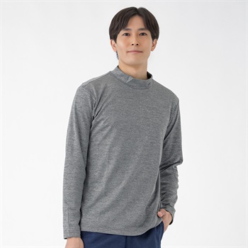 ハイネックシャツ 裏起毛 吸汗速乾 メンズ(ウスクロ-M)
