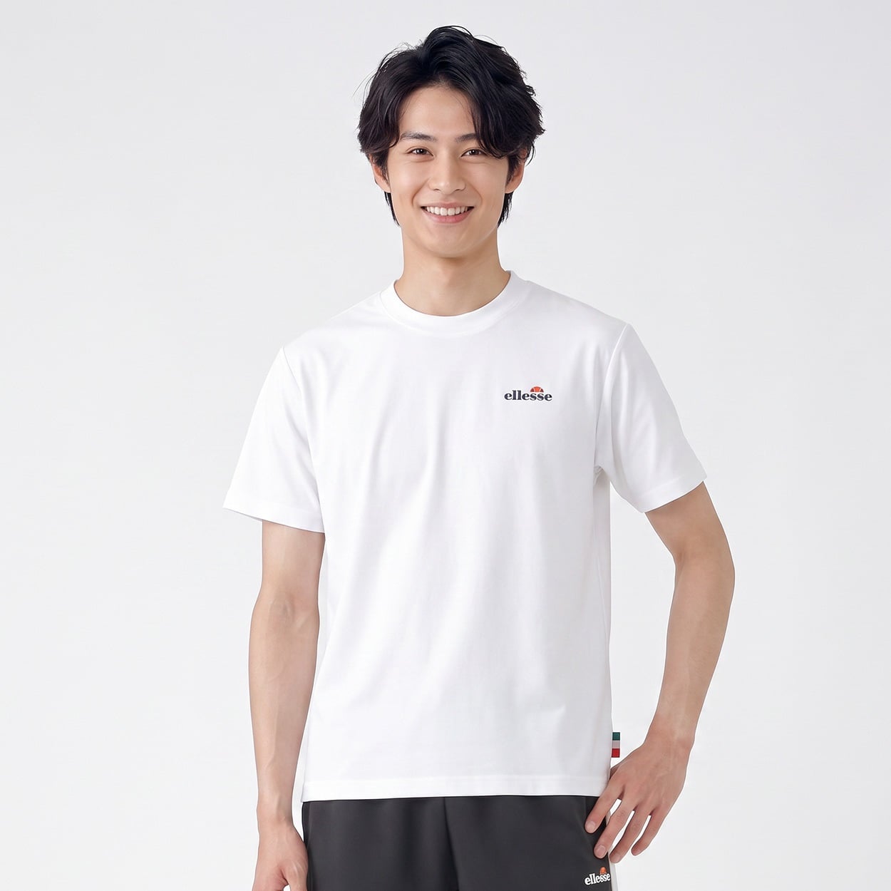 エレッセ綿タッチ天竺Tシャツ メンズ(シロ-M)