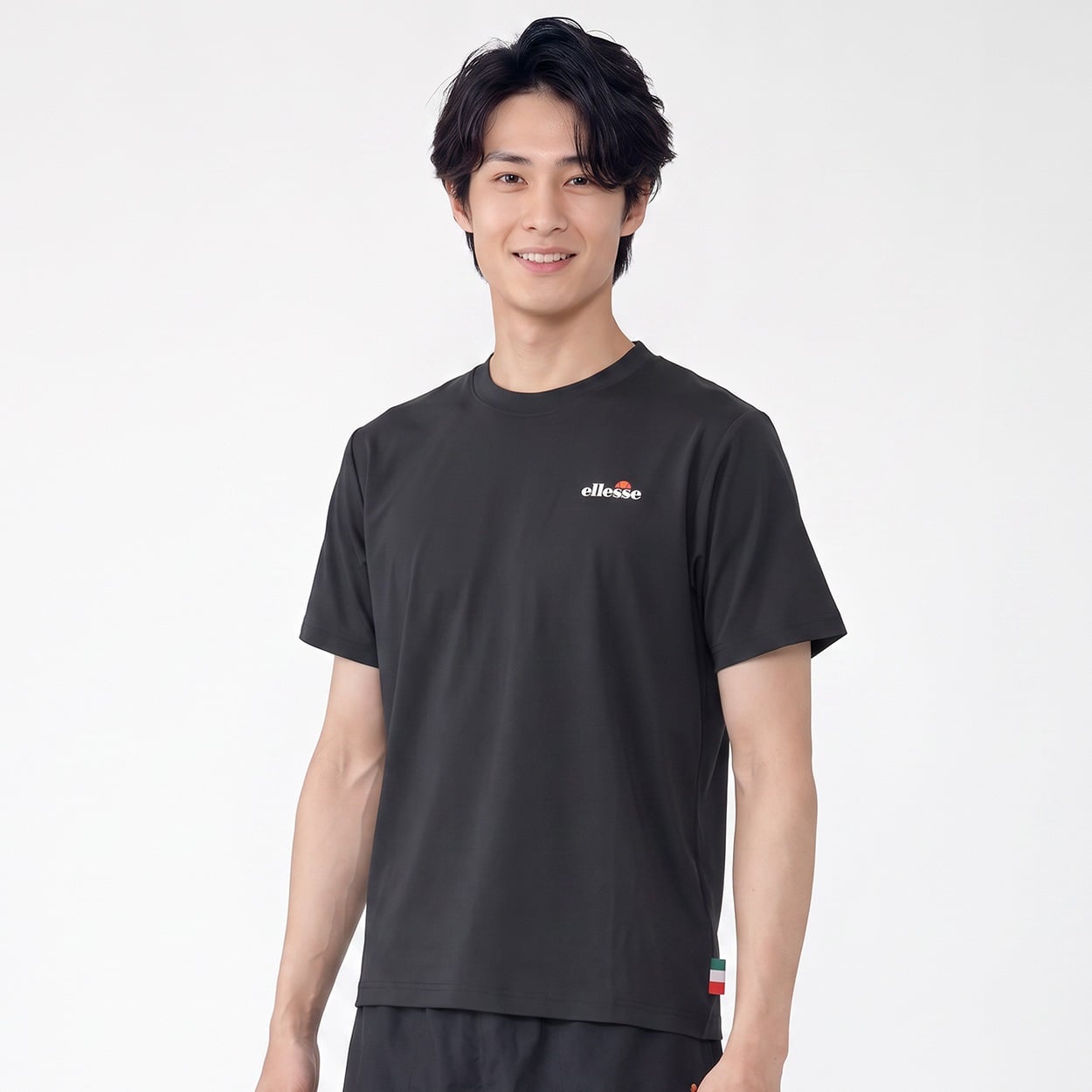 エレッセ綿タッチ天竺Tシャツ メンズ(クロ-2XL)