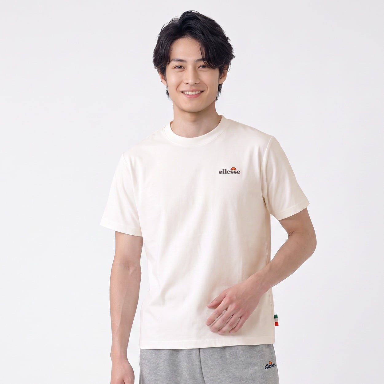 エレッセ綿タッチ天竺Tシャツ メンズ(ウスチャ-L)