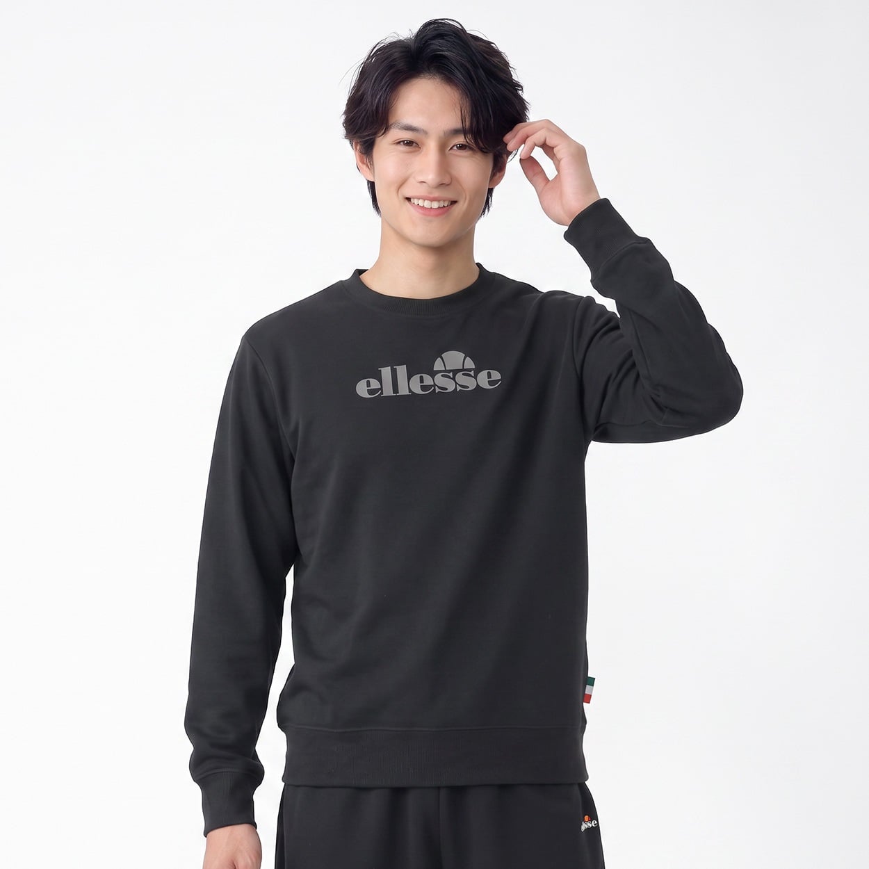 エレッセダンボールスウェットクルー メンズ(クロ-L)