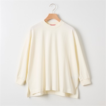 20天竺 モックネック７分袖ヤッコTシャツ レディス Labo Spec(ラボスペック)(シロ-M)