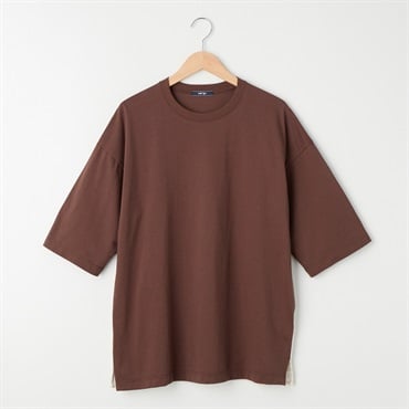 20天竺 ストライプ布帛切替えTシャツ メンズ Labo Spec(ラボスペック)(チャ-L)