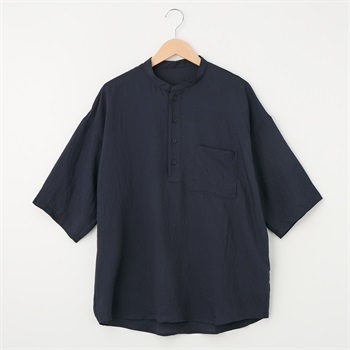 ポイント20倍対象】メンズ ボイル バンドカラーかぶりシャツ