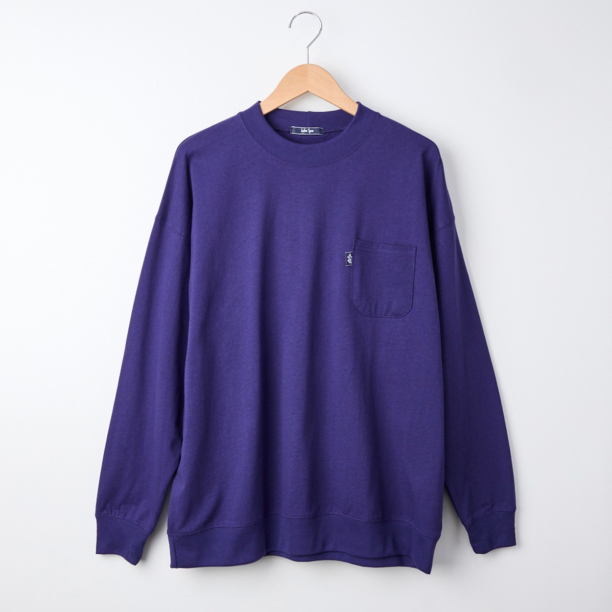 青、パープル系　ボーダー裏毛 メンズ 天竺裏起毛 太襟プルオーバー Labo Spec(ラボスペック