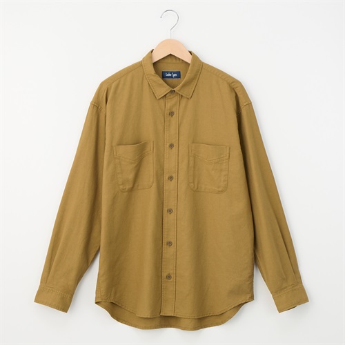 メンズ ライト綿麻カルゼ レギュラーカラーシャツ Labo Spec(ラボスペック)(ウスチャ-M)