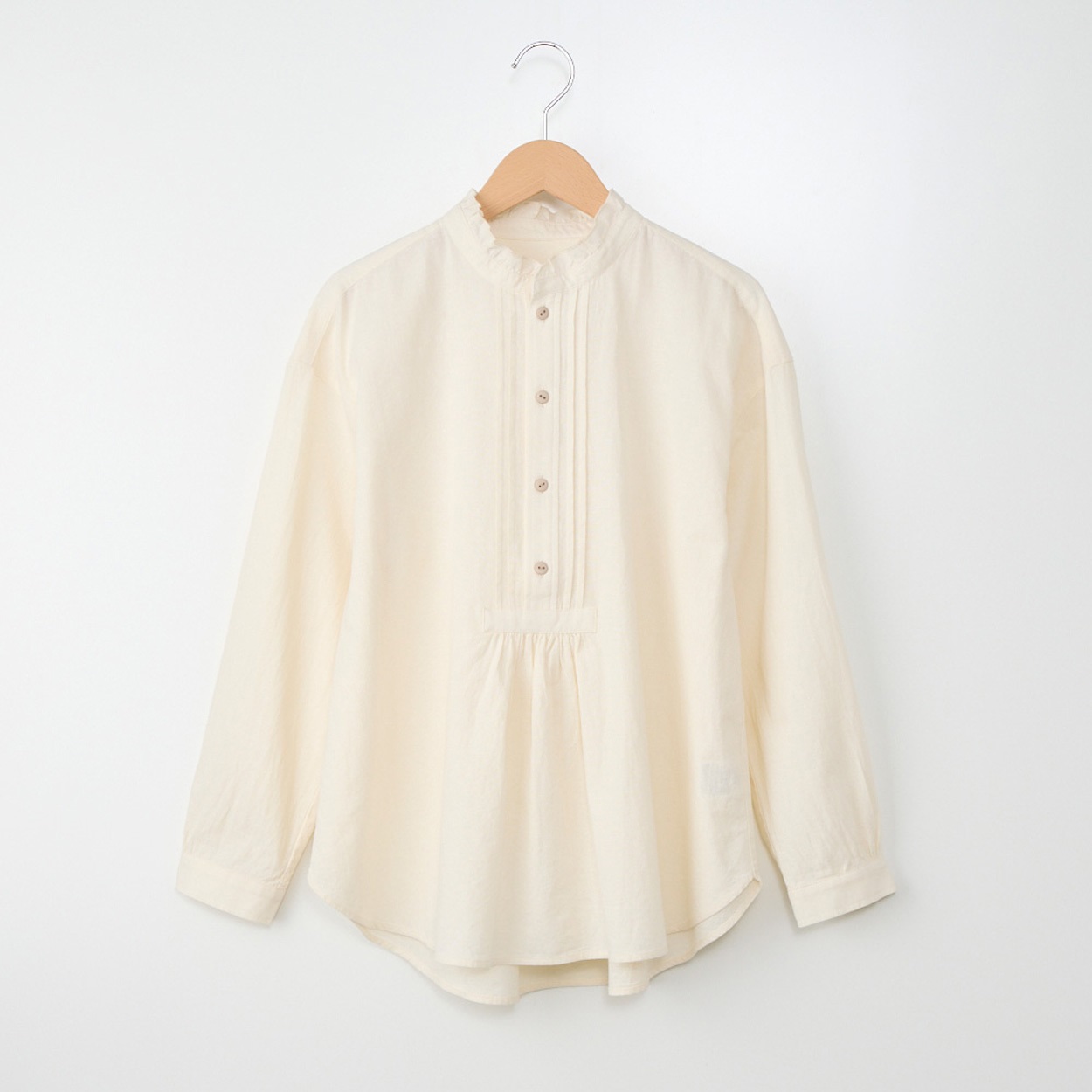 レディス 綿麻シャンブレー フリルブラウス Labo Spec(ラボスペック