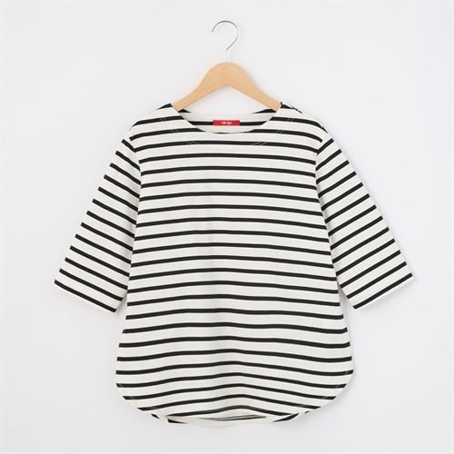 Nero Line レディス 天竺ボーダー 5分袖 ラウンドヘムTシャツ Labo Spec(ラボスペック) 777361036