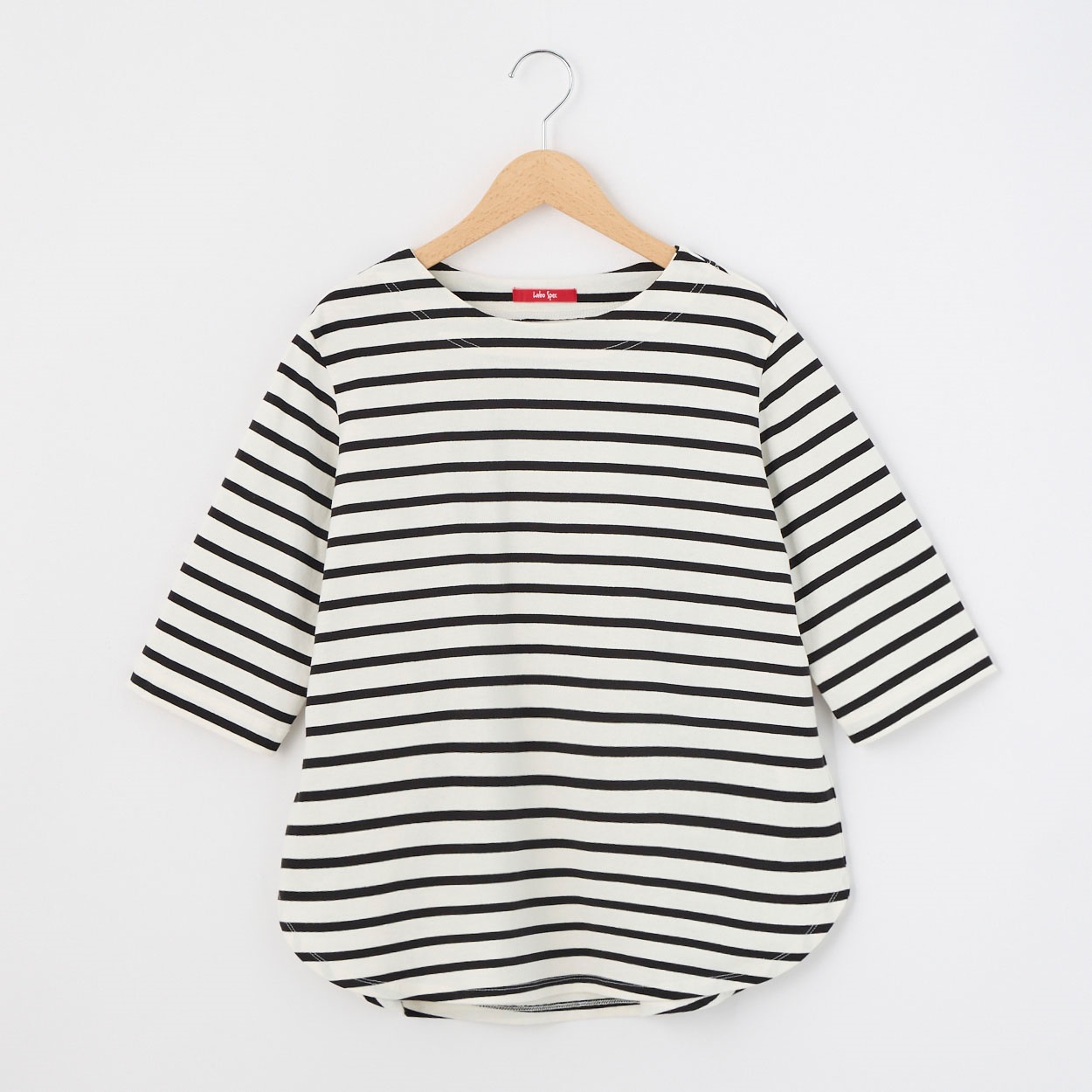 Nero Line レディス 天竺ボーダー 5分袖 ラウンドヘムTシャツ Labo Spec(ラボスペック) 777361036(クロ-M)