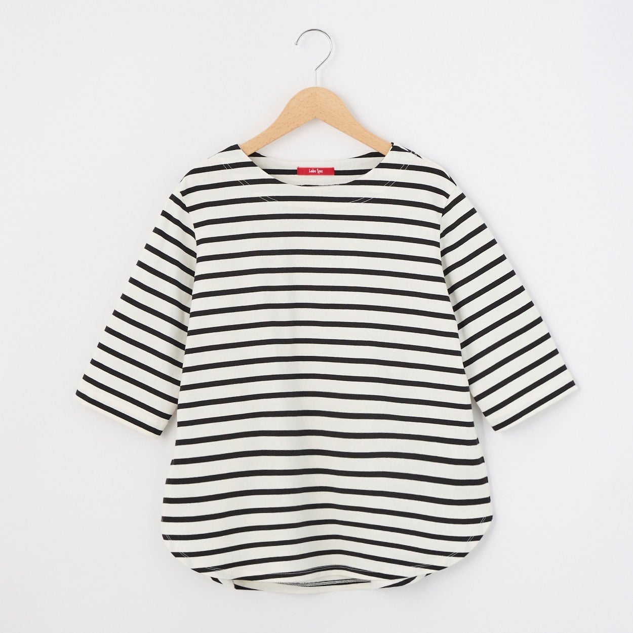 Nero Line レディス 天竺ボーダー 5分袖 ラウンドヘムTシャツ Labo Spec(ラボスペック) 777361036(クロ-L)