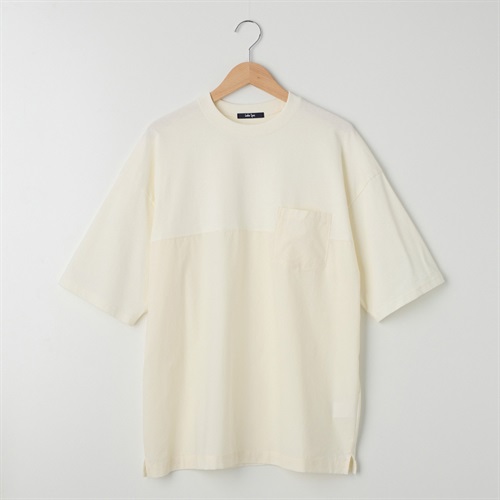 メンズ 20天竺 布帛切替えルーズフィットTシャツ Labo Spec(ラボスペック) 777512056-2(シロ-M)