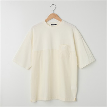 メンズ 20天竺 布帛切替えルーズフィットTシャツ Labo Spec(ラボスペック) 777512056-2(シロ-M)