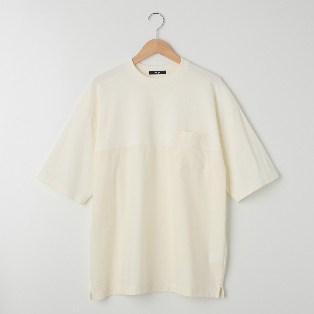 メンズ 20天竺 布帛切替えルーズフィットTシャツ Labo Spec(ラボスペック) 777512056-2(シロ-L)