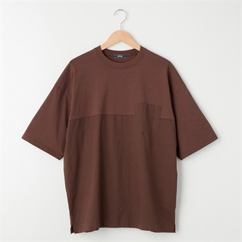メンズ 20天竺 布帛切替えルーズフィットTシャツ Labo Spec(ラボスペック) 777512056-2(チャ-M)