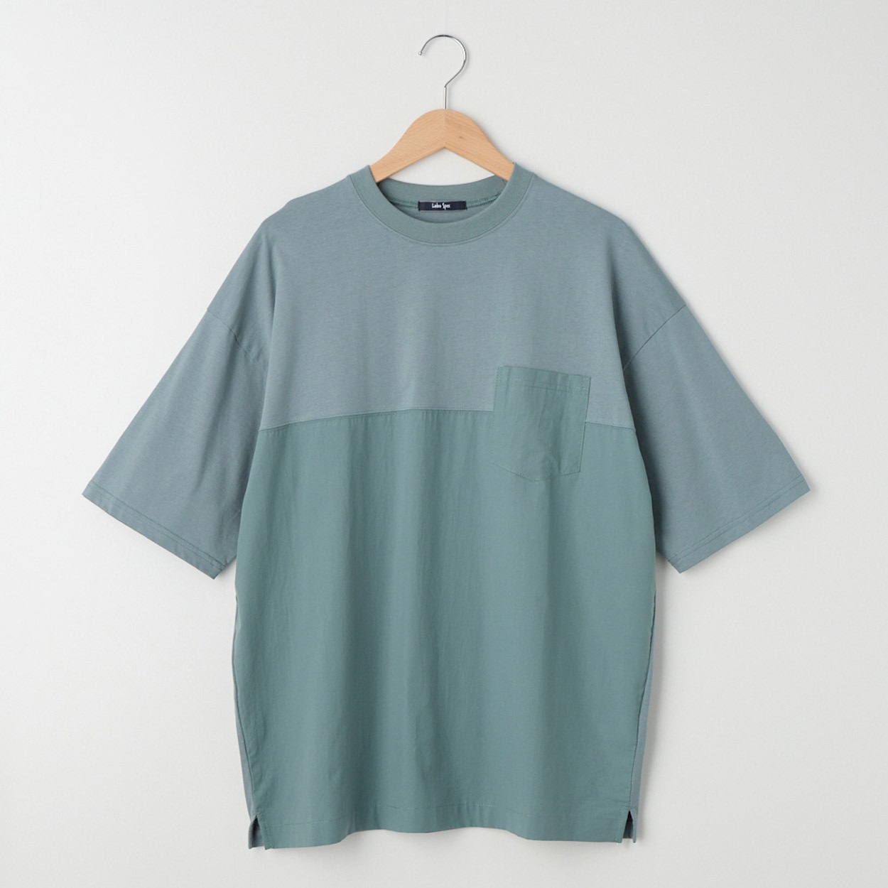 メンズ 20天竺 布帛切替えルーズフィットTシャツ Labo Spec(ラボスペック) 777512056-2(アオ-LL)