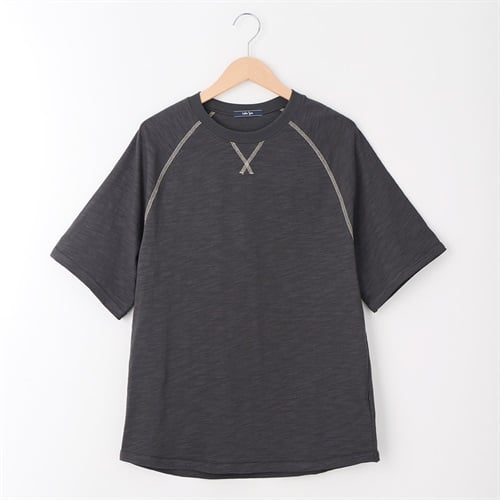 メンズ スラブ天竺 配色ステッチ ラグランＴシャツ Labo Spec(ラボスペック) 777512058-2
