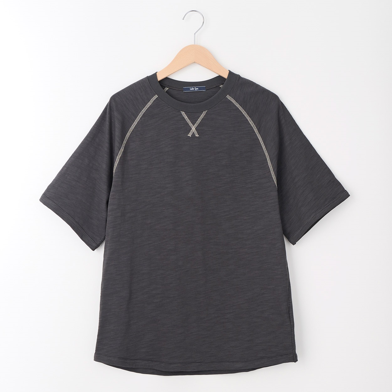 メンズ スラブ天竺 配色ステッチ ラグランＴシャツ Labo Spec(ラボスペック) 777512058-2(ウスクロ-M)