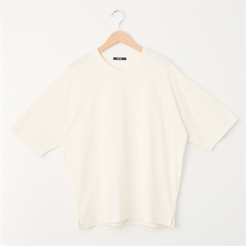 メンズ スラブ天竺 ＶネックＴシャツ Labo Spec(ラボスペック) 777512059-2(シロ-M)