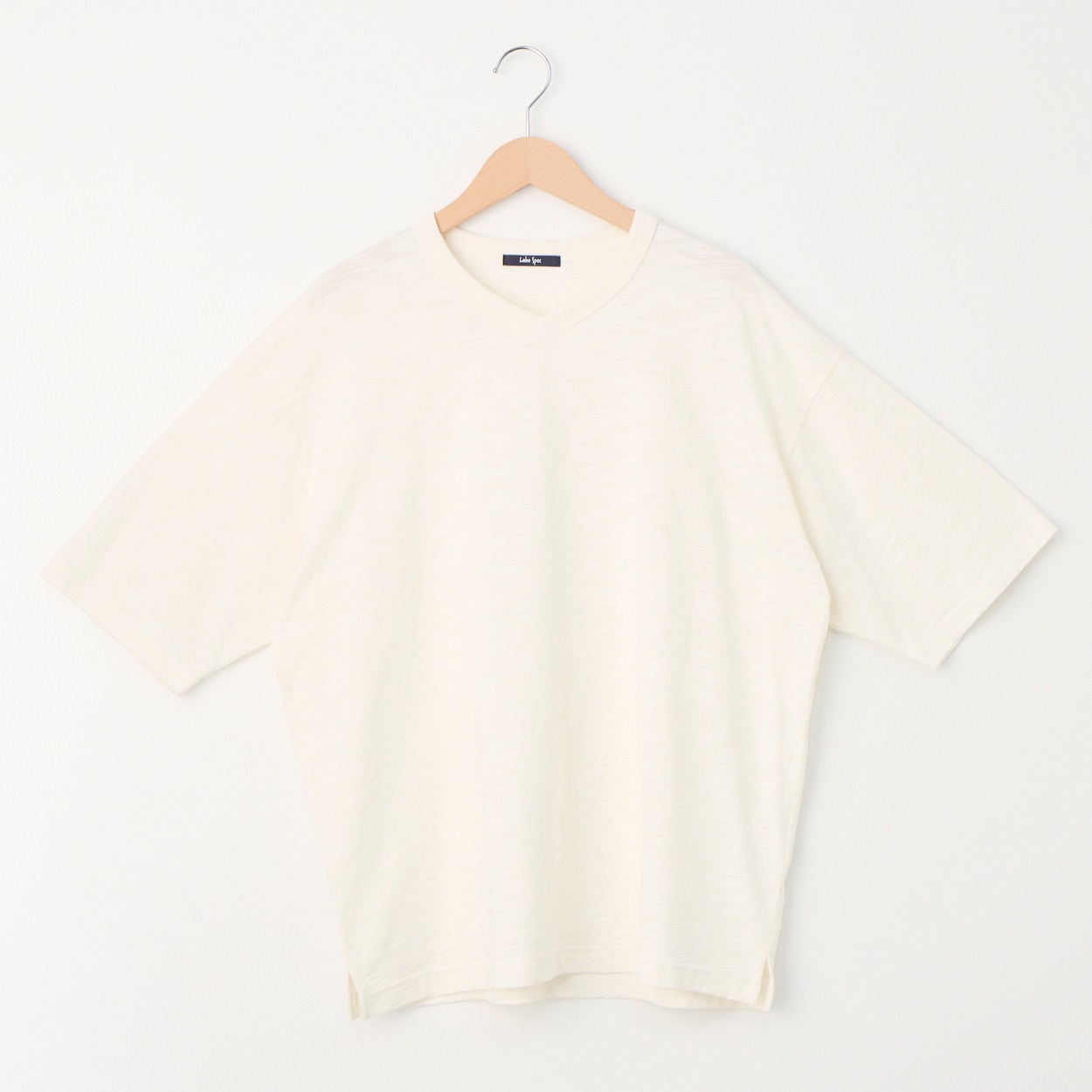 メンズ スラブ天竺 ＶネックＴシャツ Labo Spec(ラボスペック) 777512059-2(シロ-M)