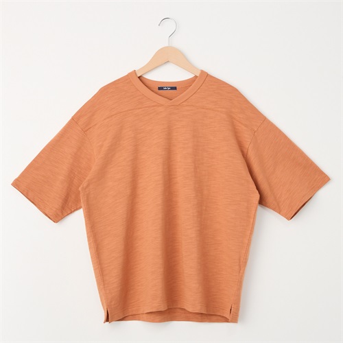メンズ スラブ天竺 ＶネックＴシャツ Labo Spec(ラボスペック) 777512059-2(ダイダイ-M)
