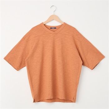 メンズ スラブ天竺 ＶネックＴシャツ Labo Spec(ラボスペック) 777512059-2(ダイダイ-M)