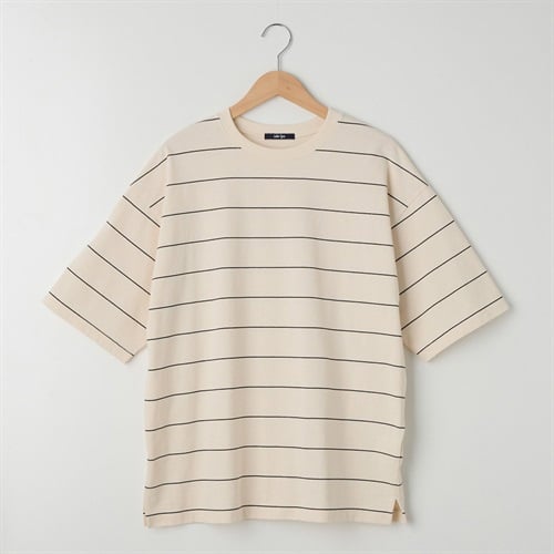 メンズ 天竺ボーダー 5分袖ルーズフィットTシャツ Labo Spec(ラボスペック) 777512084-2