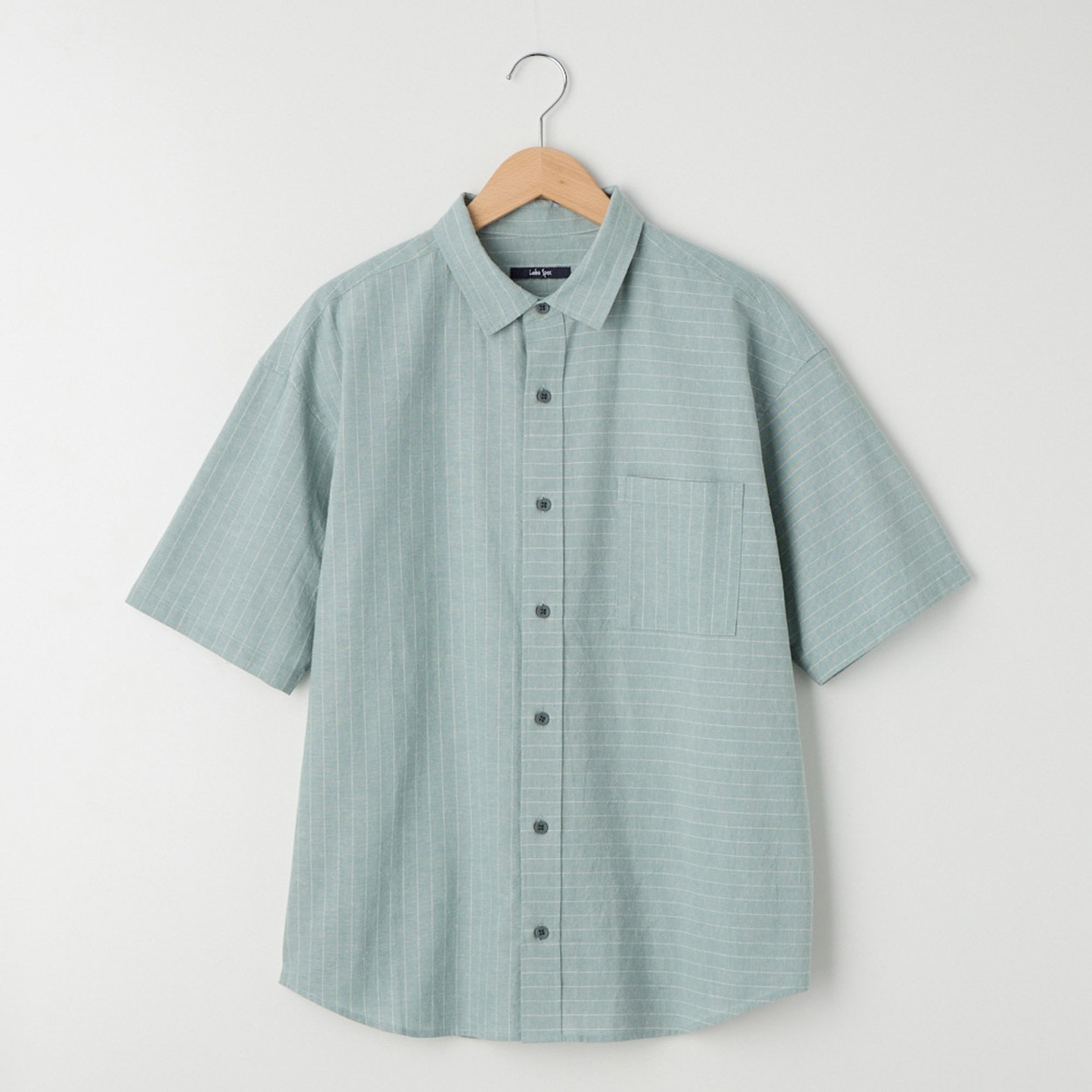 メンズ シャンブレーストライプ 切替半袖シャツ Labo Spec(ラボ