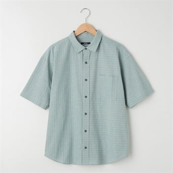 メンズ シャンブレーストライプ 切替半袖シャツ Labo Spec(ラボ