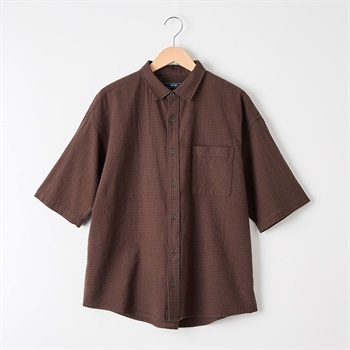メンズ サッカーチェック 半袖シャツ Labo Spec(ラボスペック) 777522053-2(チャ-M)