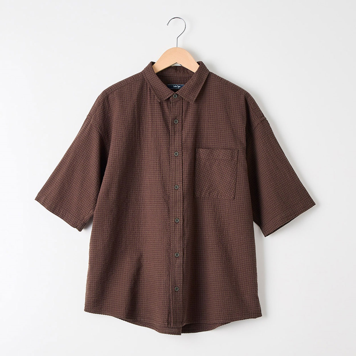 メンズ サッカーチェック 半袖シャツ Labo Spec(ラボスペック) 777522053-2(チャ-L)