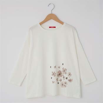 レディス 20天竺 花プリント ヤッコTシャツ Labo Spec(ラボスペック) 777761107(シロ-S)