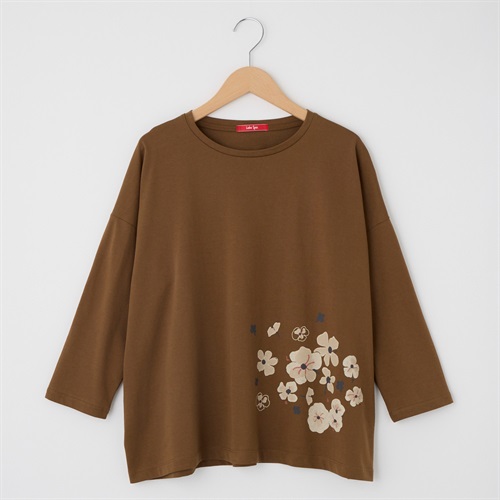 レディス 20天竺 花プリント ヤッコTシャツ Labo Spec(ラボスペック) 777761107(チャ-S)