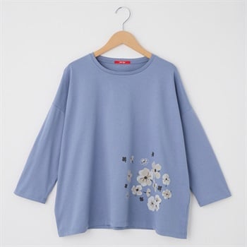 レディス 20天竺 花プリント ヤッコTシャツ Labo Spec(ラボスペック) 777761107(ウスアオ-S)