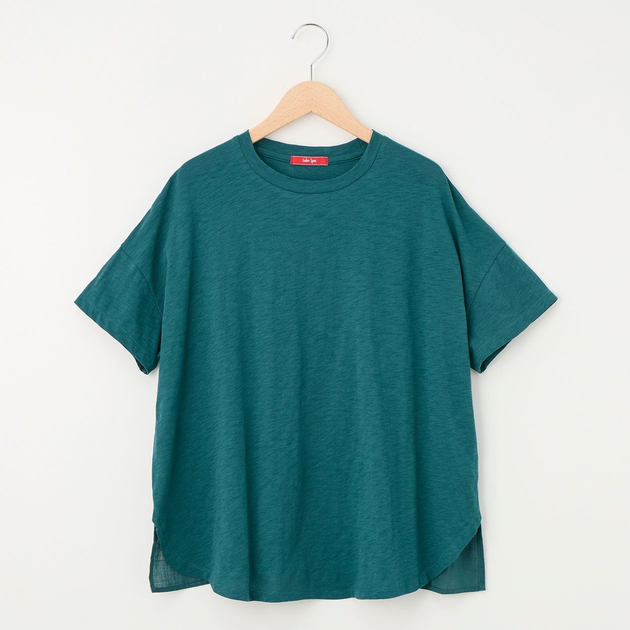良品　トップサン　ラッキー　(裏面　青・緑) レディス スラブ天竺 布帛切替えTシャツ Labo Spec(ラボスペック