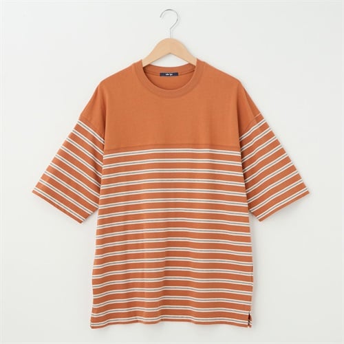 メンズ 天竺ボーダー 切替えルーズフィットＴシャツ Labo Spec(ラボスペック) 777512102-2