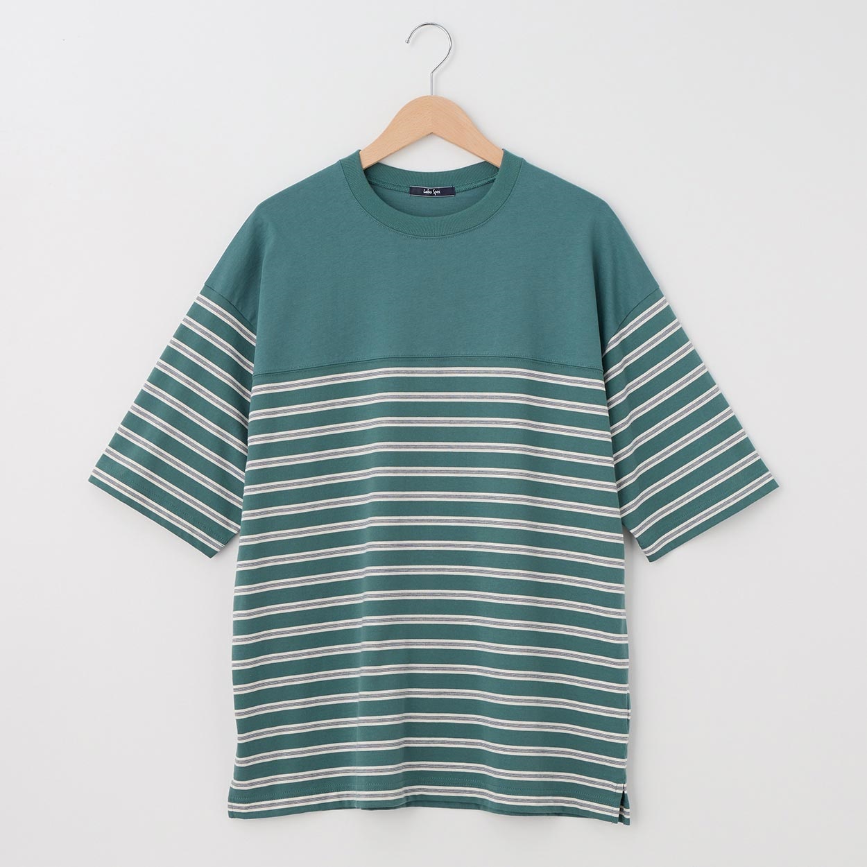 メンズ 天竺ボーダー 切替えルーズフィットＴシャツ Labo Spec(ラボスペック) 777512102-2(コイアオ-LL)