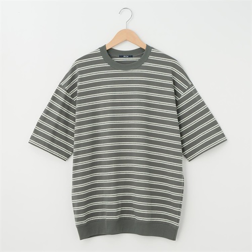 メンズ 天竺ボーダー 裾リブＴシャツ Labo Spec(ラボスペック) 777512103-2