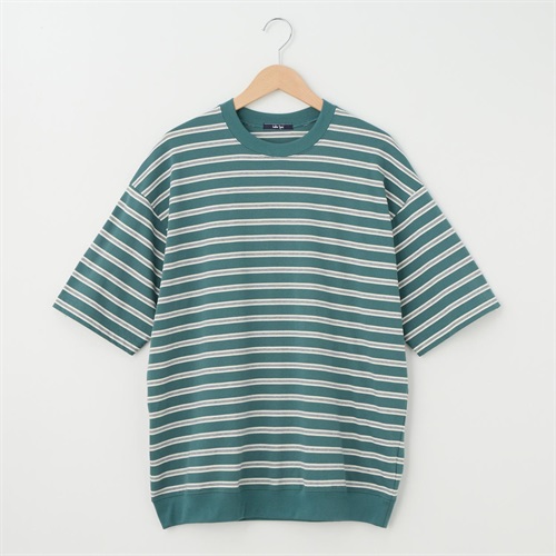 メンズ 天竺ボーダー 裾リブＴシャツ Labo Spec(ラボスペック) 777512103-2(コイアオ-M)
