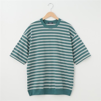 メンズ 天竺ボーダー 裾リブＴシャツ Labo Spec(ラボスペック) 777512103-2(コイアオ-M)