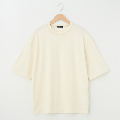 メンズ ラスティック天竺 配色ステッチ ルーズフィットTシャツ Labo Spec(ラボスペック) 777512104-2(シロ-M)
