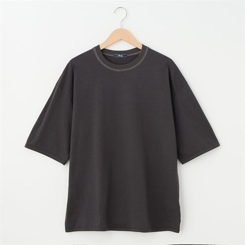 メンズ ラスティック天竺 配色ステッチ ルーズフィットTシャツ Labo Spec(ラボスペック) 777512104-2(ウスクロ-M)