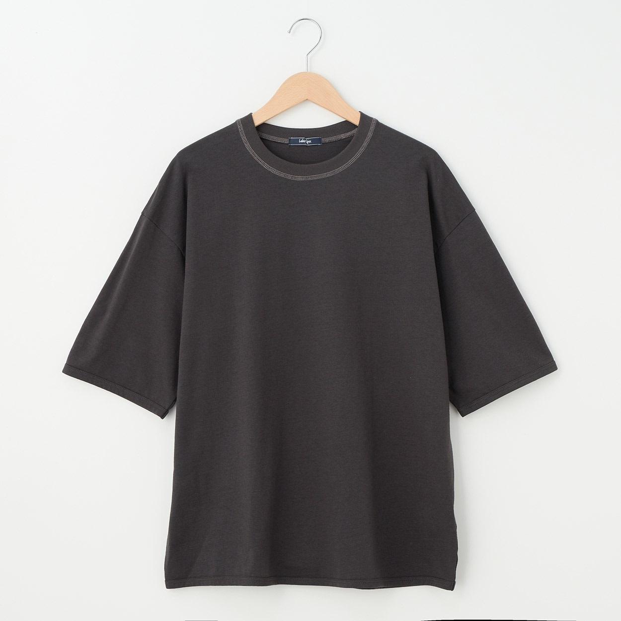 メンズ ラスティック天竺 配色ステッチ ルーズフィットTシャツ Labo Spec(ラボスペック) 777512104-2(ウスクロ-M)