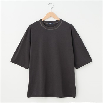 メンズ ラスティック天竺 配色ステッチ ルーズフィットTシャツ Labo Spec(ラボスペック) 777512104-2(ウスクロ-M)