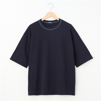 メンズ ラスティック天竺 配色ステッチ ルーズフィットTシャツ Labo Spec(ラボスペック) 777512104-2(コイアオ-M)
