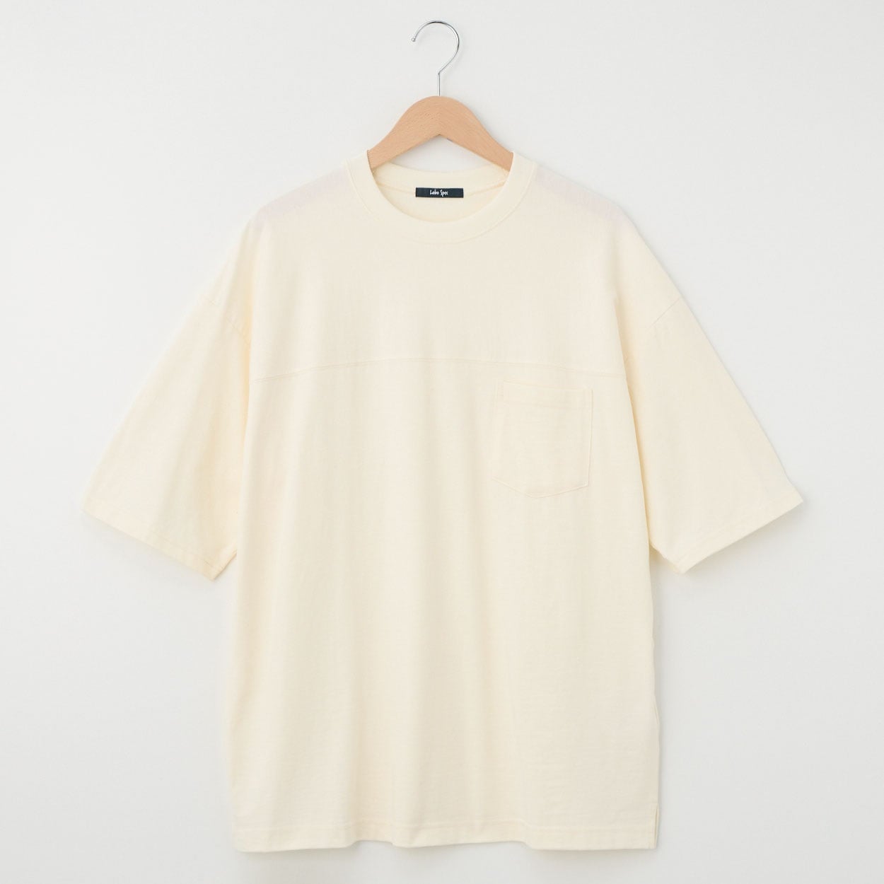 メンズ 20天竺 5分袖切替えルーズフィットTシャツ Labo Spec(ラボスペック) 777614029-2(シロ-L)