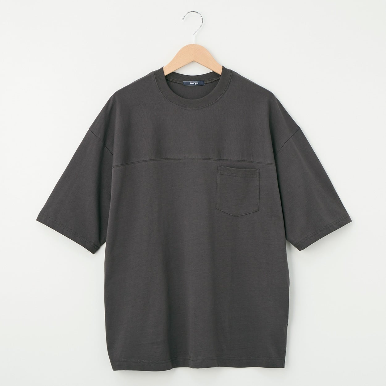 メンズ 20天竺 5分袖切替えルーズフィットTシャツ Labo Spec(ラボスペック) 777614029-2(ウスクロ-LL)