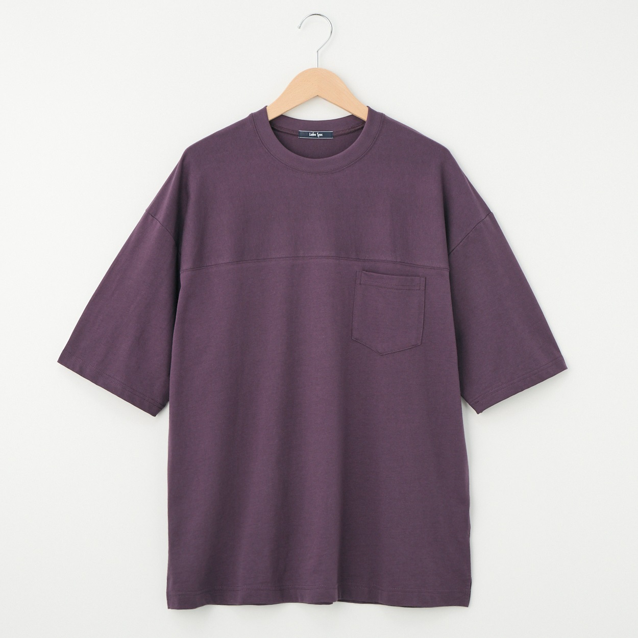 メンズ 20天竺 5分袖切替えルーズフィットTシャツ Labo Spec(ラボスペック) 777614029-2(ムラサキ-S)