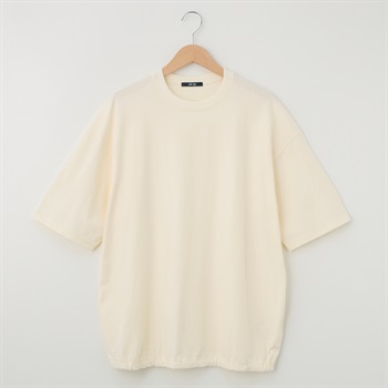 メンズ 20天竺 5分袖裾絞りルーズフィットTシャツ Labo Spec(ラボスペック) 777614030-2(シロ-M)