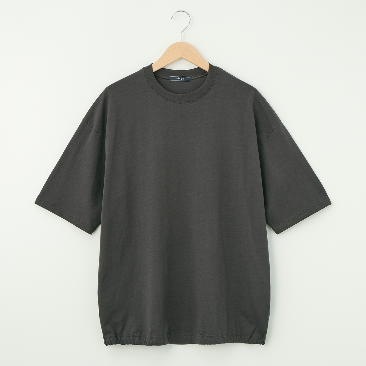 メンズ 20天竺 5分袖裾絞りルーズフィットTシャツ Labo Spec(ラボスペック) 777614030-2(ウスクロ-L)